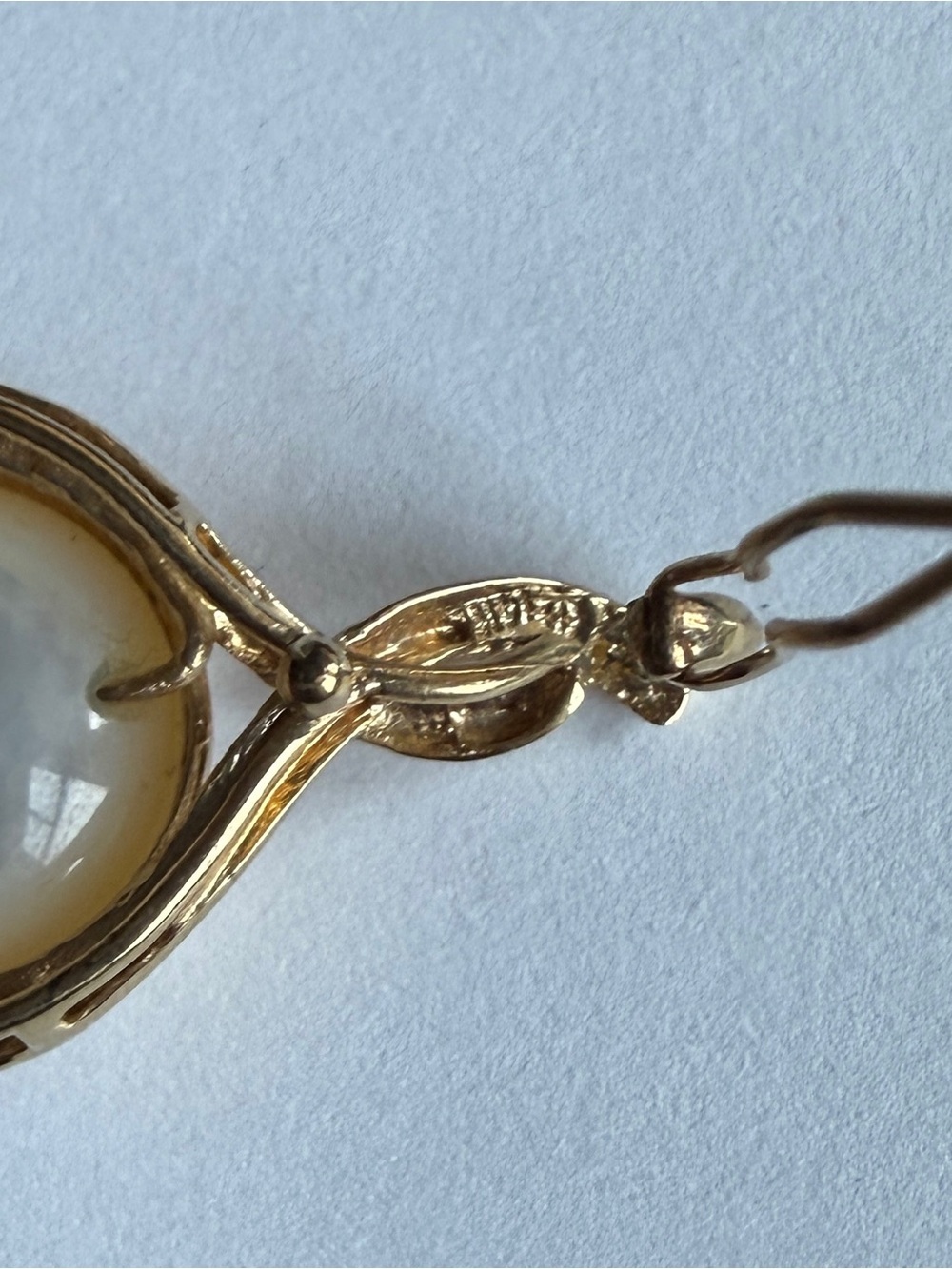 Vintage 14K Yellow Gold 14MM Mabe Pearl PENDANT ENHANCER - Picture 12 of 14